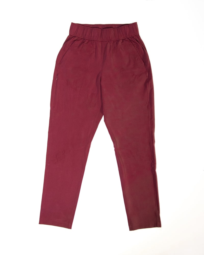 Front of a size 4X open air pant (28") in merlot by alder apparel. | dia_product_style_image_id:301355